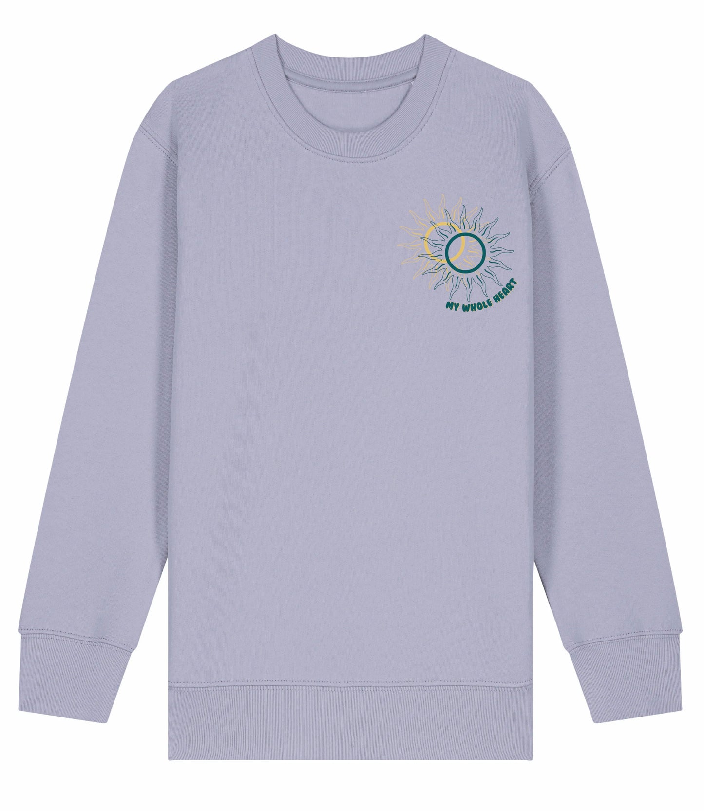 ’My World’ - Kids Sweatshirt in Lavendar with dark green print.