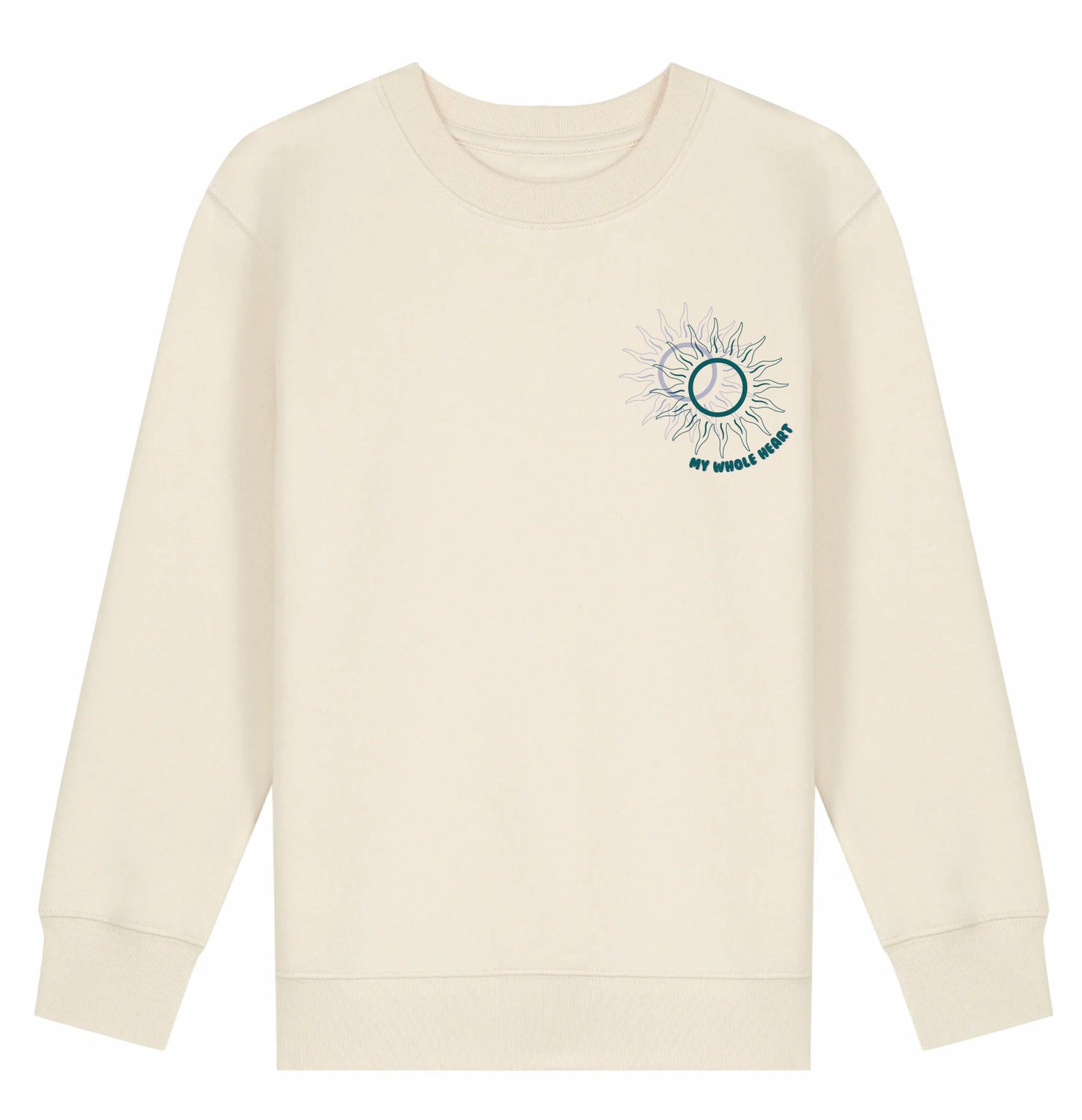 'My World’ - Kids Sweatshirt in Ecru with green print